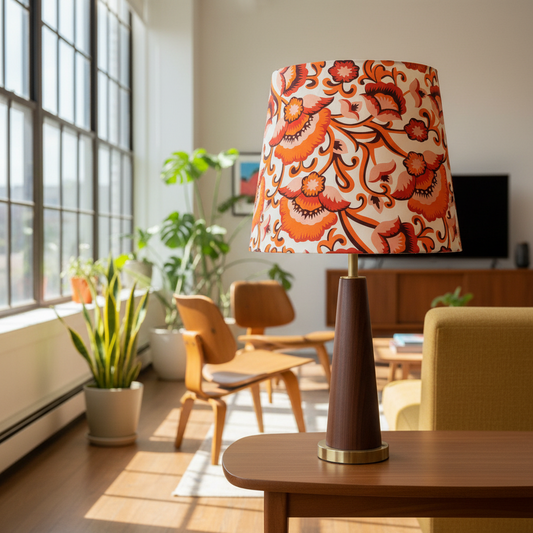 Custom Lamp Shade only - Retro Flame Garden