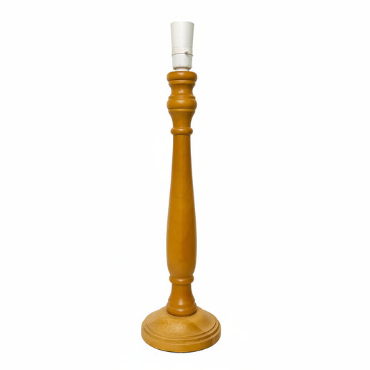 Lamp Base Only - Teak Timber Turned Candlestick Table Lamp
