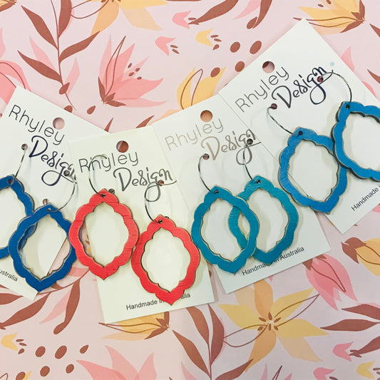 Destressed Painted Classic Statement Earrings with Hoops