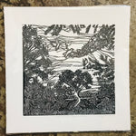 Hand printed original linocut - LIFE AND THE NGARGEE TREE II (unframed)