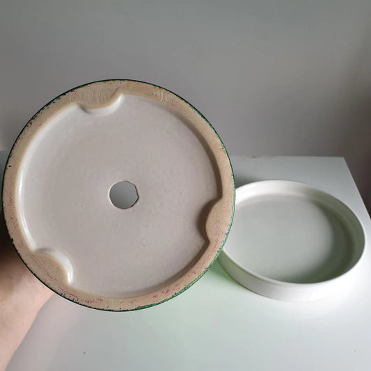 Alcohol Ink planter pot with tray - Coastal Calm