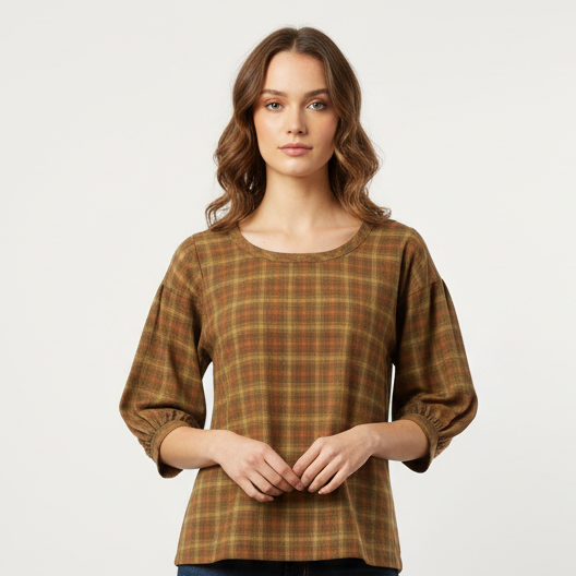 Plaid shirt on a mannequin against a white background