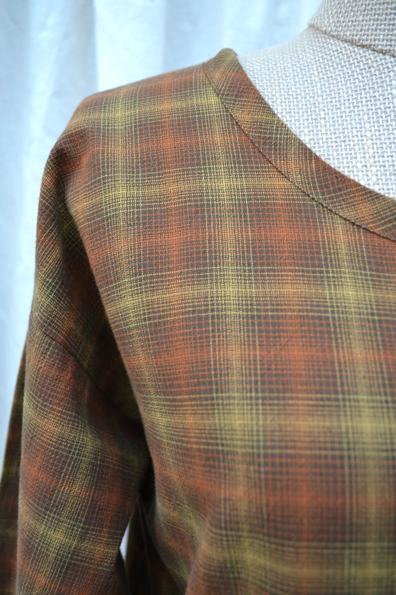 Women's Handmade Poet Top - Caramel Check