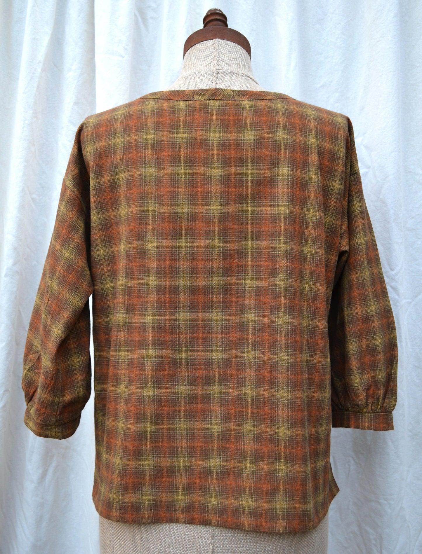 Women's Handmade Poet Top - Caramel Check