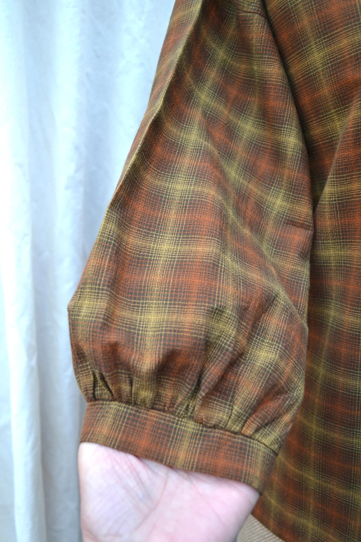 Women's Handmade Poet Top - Caramel Check
