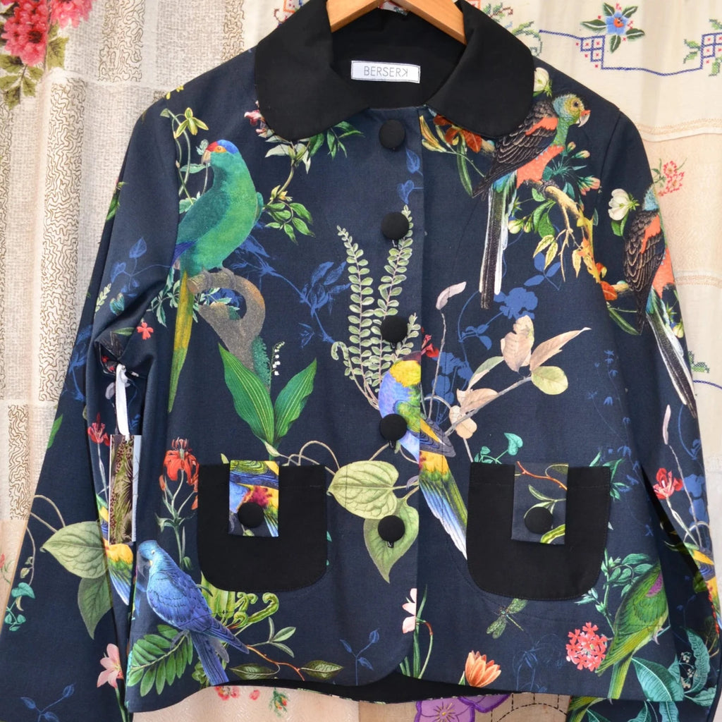 Women's Handmade Crop Jacket - Parrots
