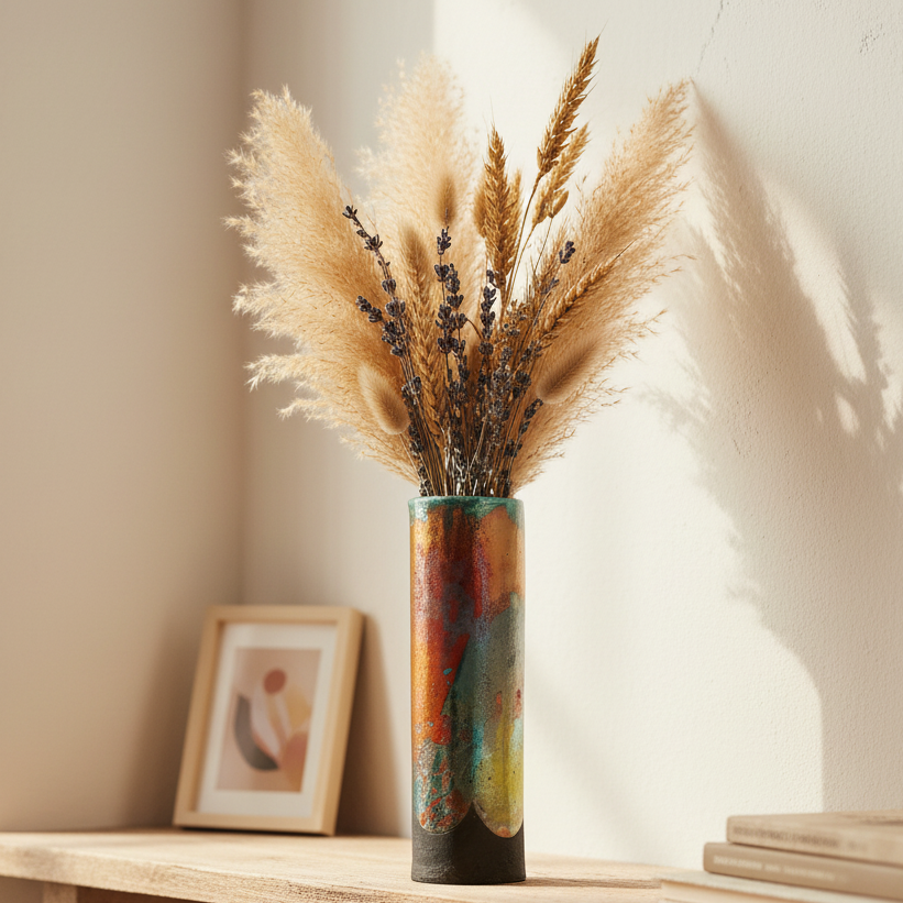 Raku Vase - Lustre Cylinder