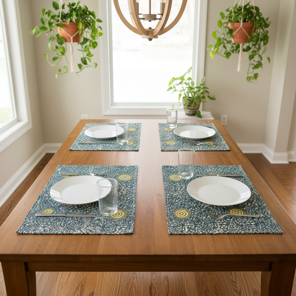 Reversible Placemats - Warm Spirals with Forest Reverse (set of 4)