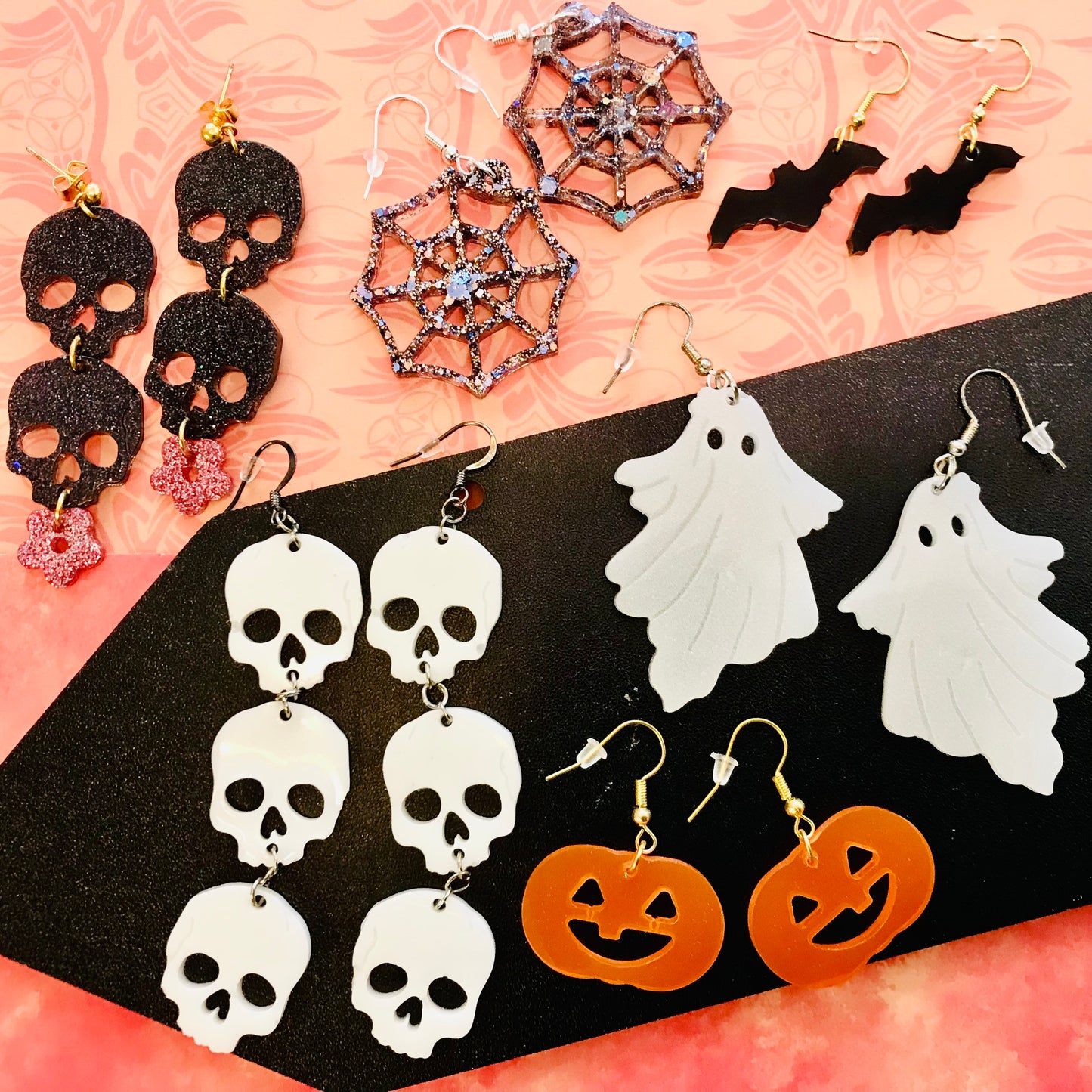 Novelty Resin Sparkle Dangle Earrings - Halloween