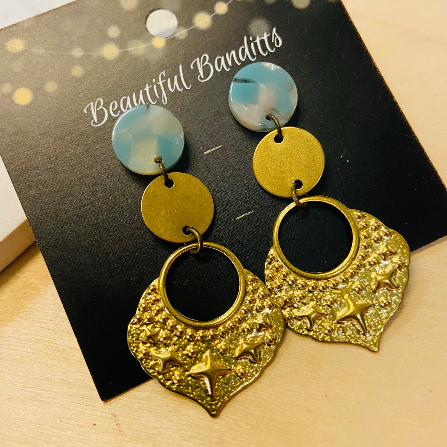 Mixed Metal and Resin Earrings - medium