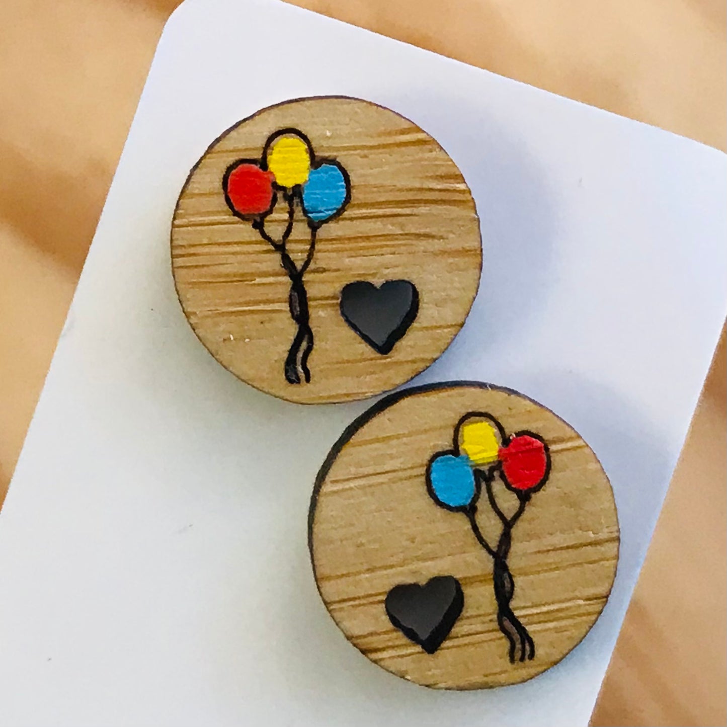 Novelty Studs Earrings - Graphic Wood
