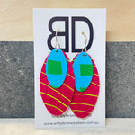 Hand painted leather earrings - The Orbi