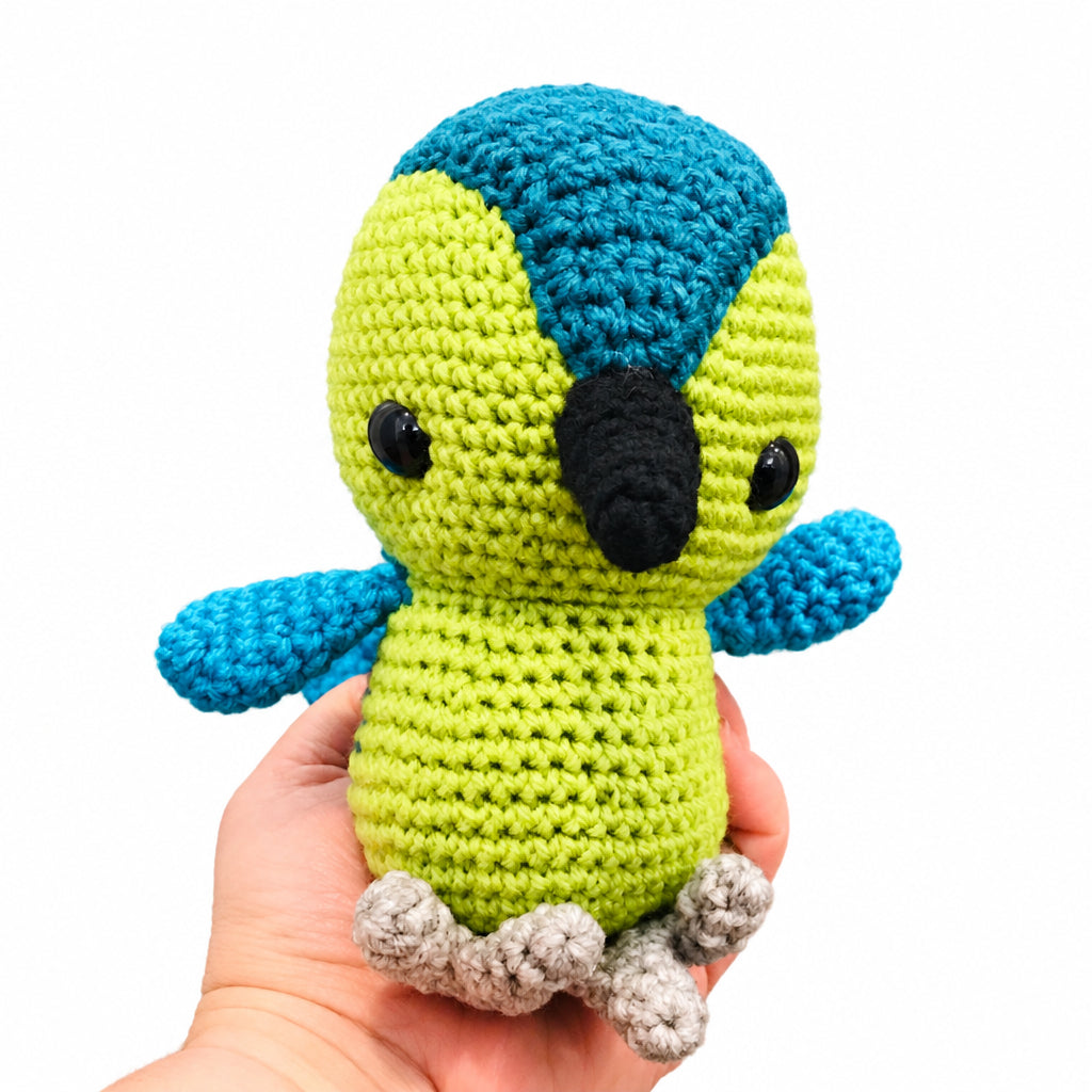 Blue Green Amigurumi Crochet Bird Toy