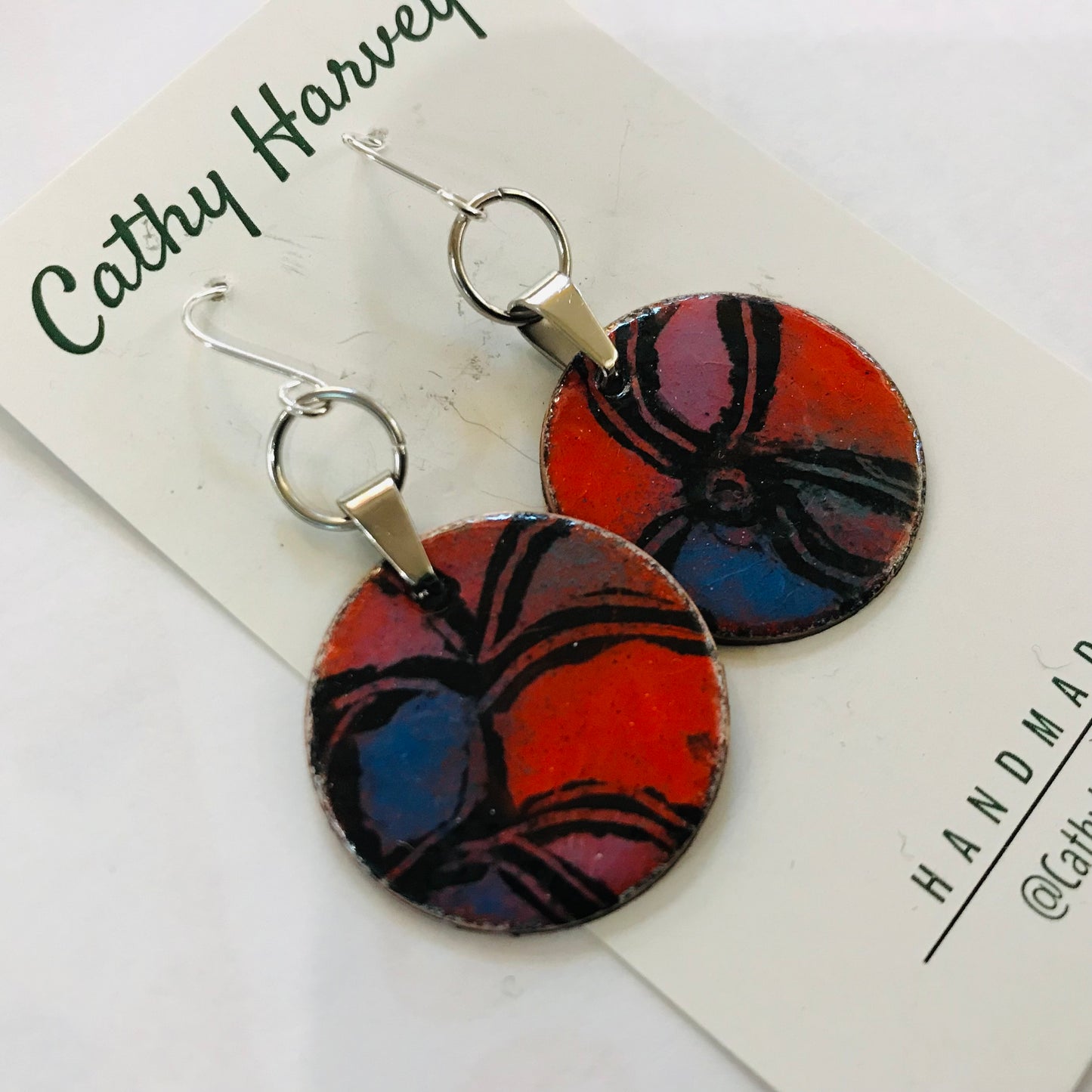 Handpainted Earrings -  Enamel on Copper