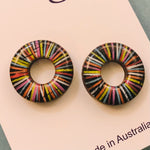Bamboo Handpainted Mini Hoop Donut Studs
