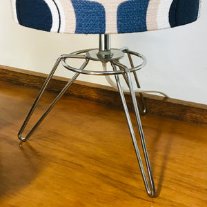 Barkcloth Blue Orb Rocket Column Lamp