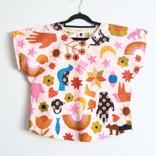 Women’s Handmade Short Sleeve Summer Top - MEADOW STAR / LARGE