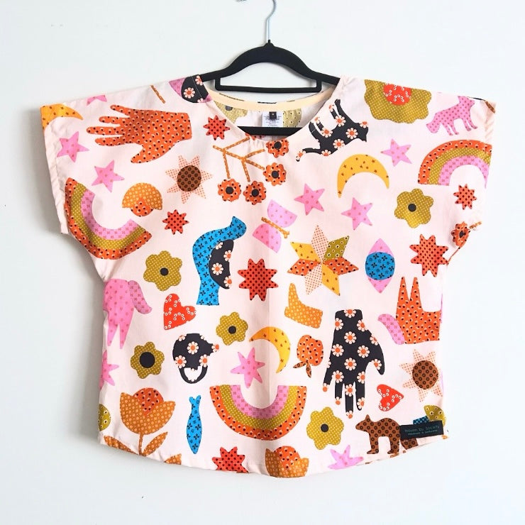 Women’s Handmade Short Sleeve Summer Top - MEADOW STAR / LARGE
