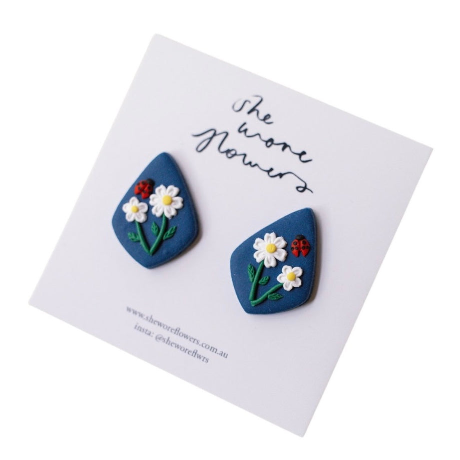 Floral Polymer Clay Stud Earrings