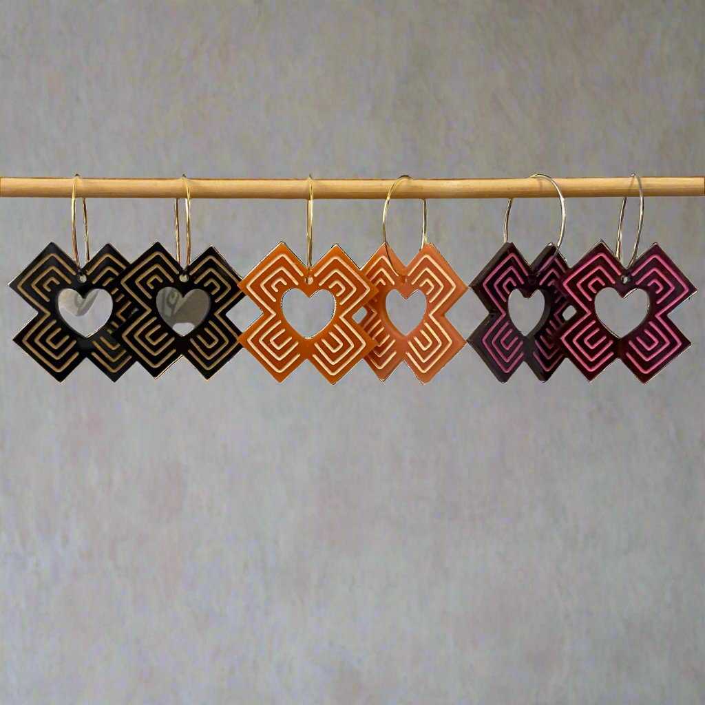 Art Deco Acrylic Earrings - Cross Your Heart