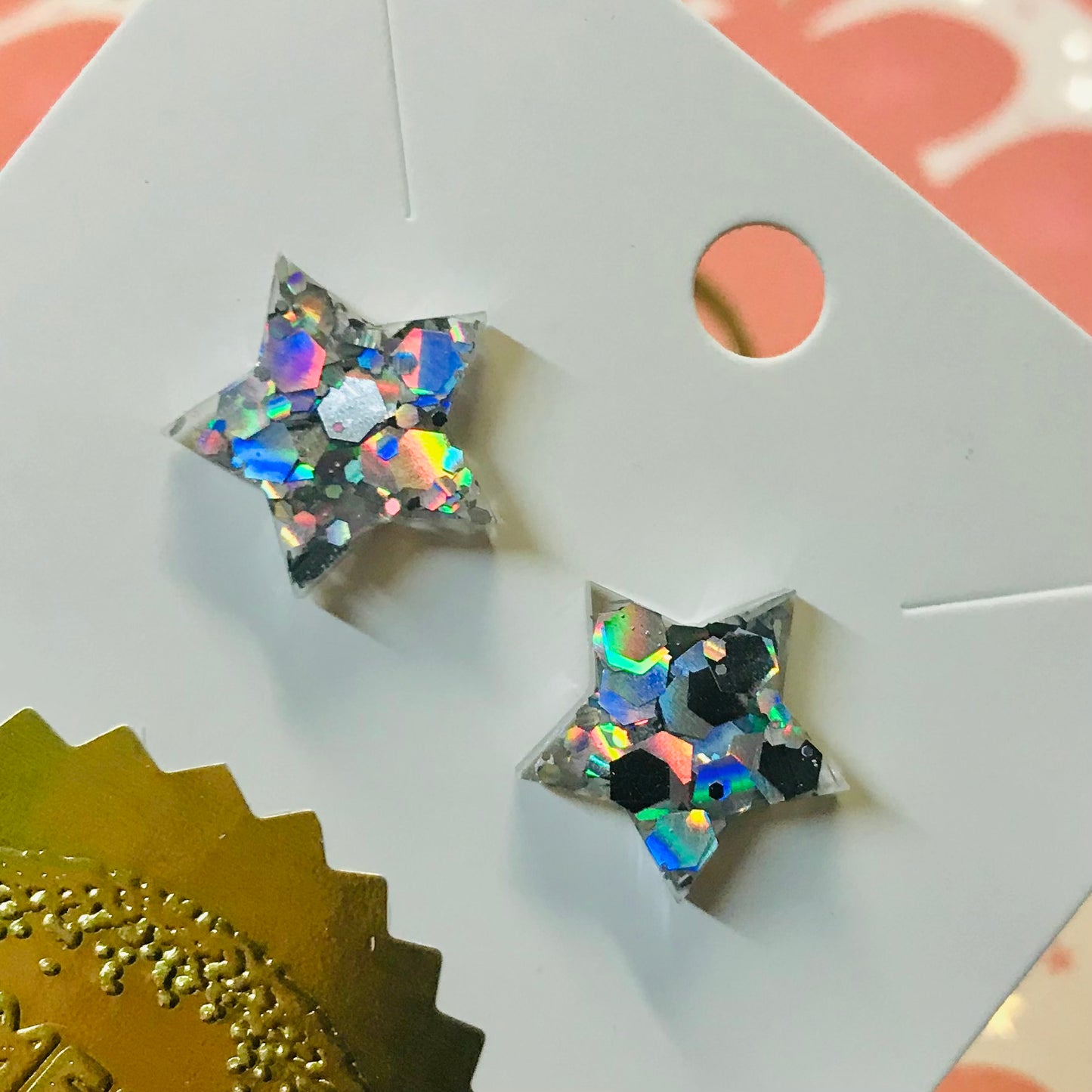 Novelty Resin Sparkle Stud Earrings
