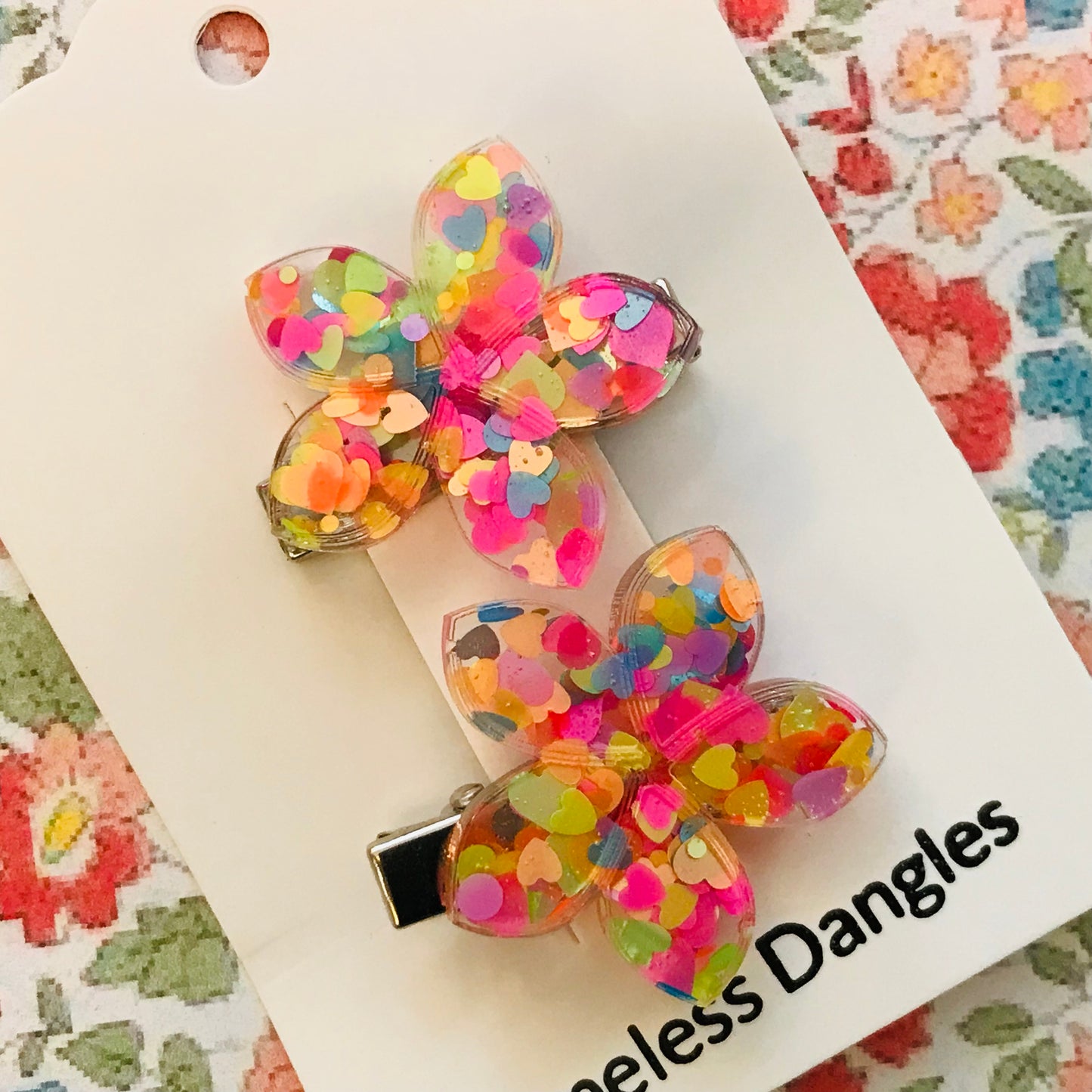 Resin Sparkle Hair Clips - Mini Set of 2