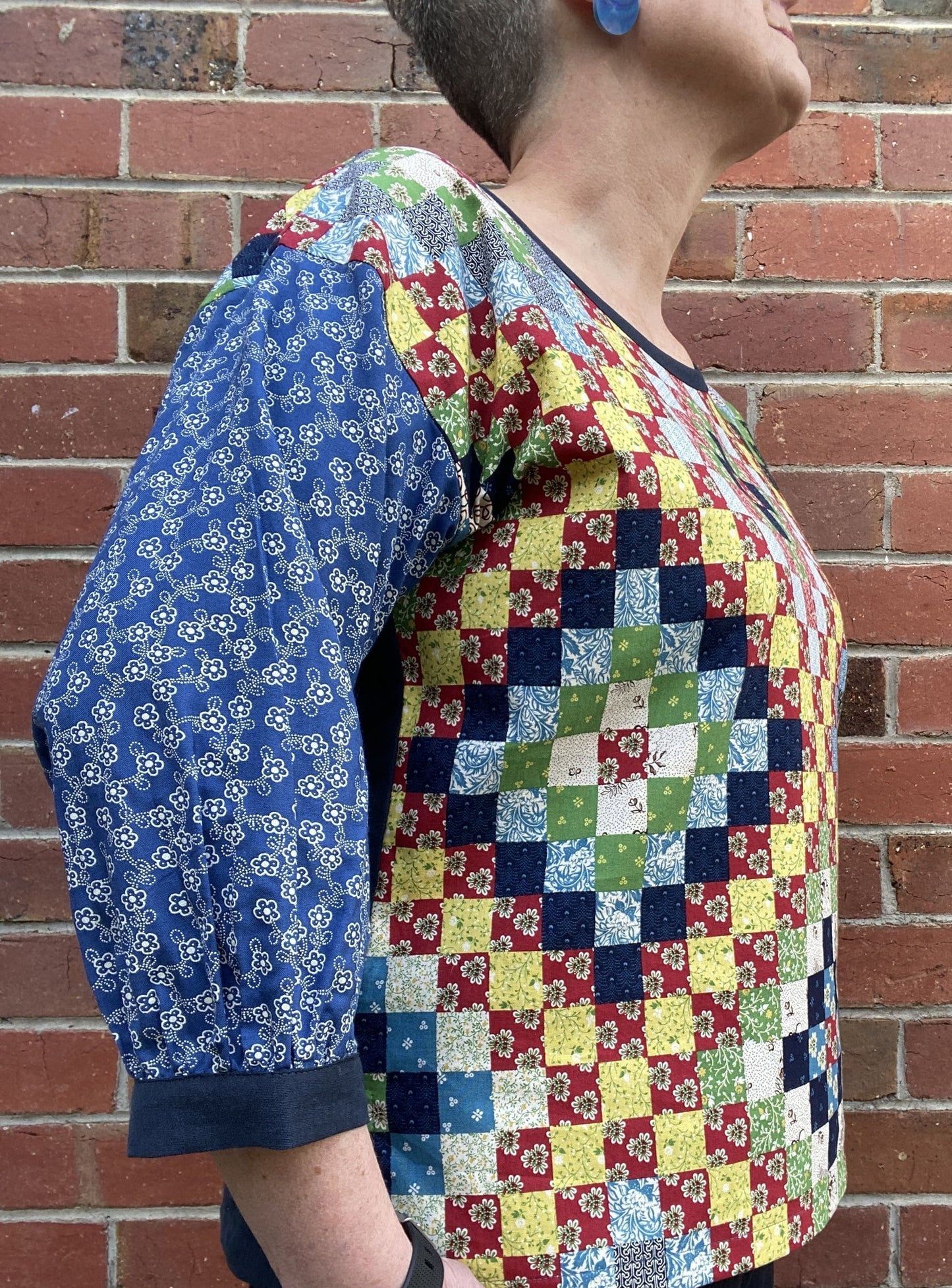 Women's Handmade Poet Top - Postage Stamp