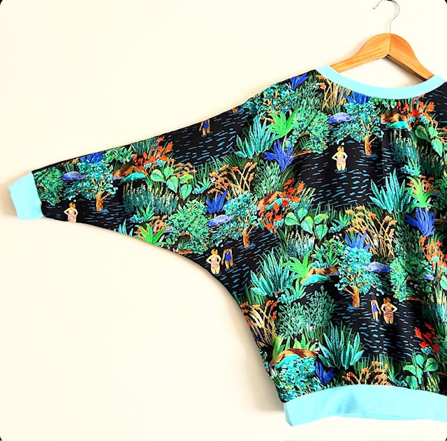 Women’s Handmade Batwing Sleeve Top - DIP IN THE LAKE / SMALL