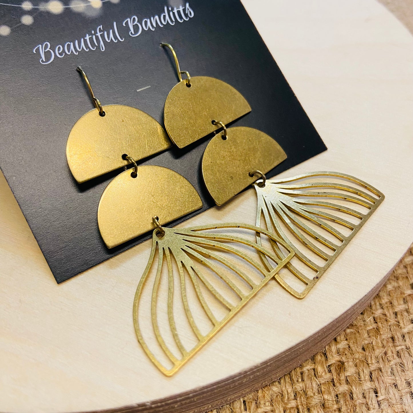 Mixed Metal and Resin Earrings - large