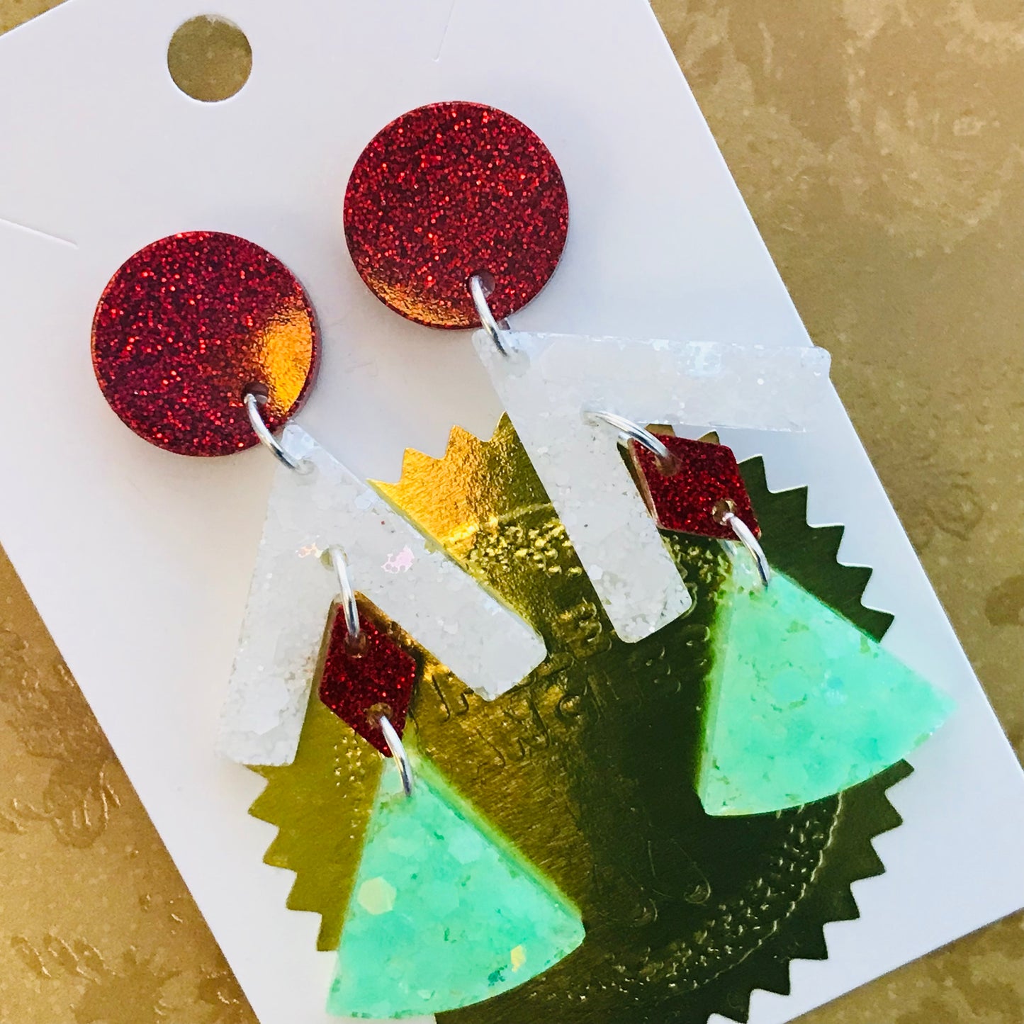 Novelty Resin Sparkle Christmas Dangle Earrings