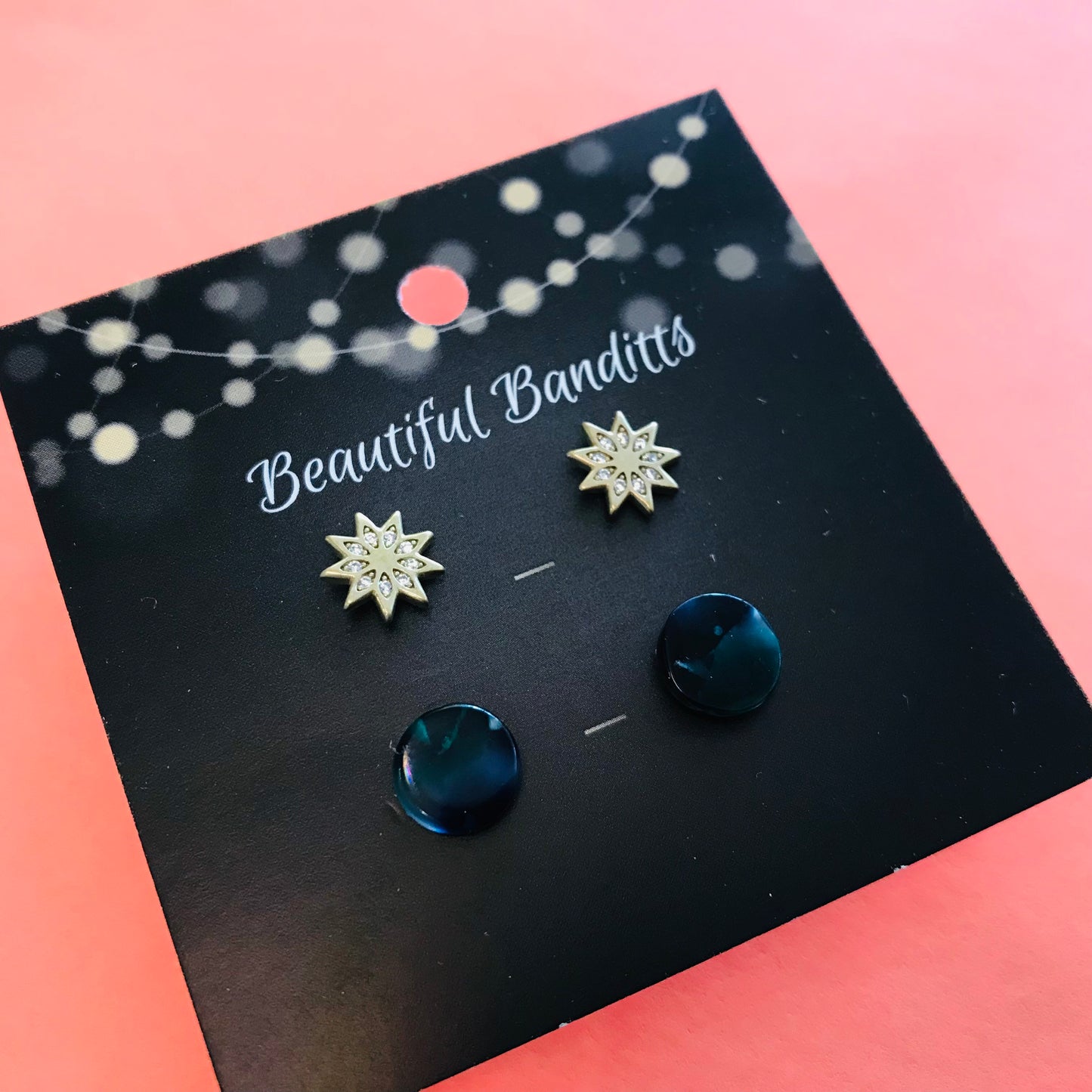 Mixed Metal Stud Earrings - Duo Set