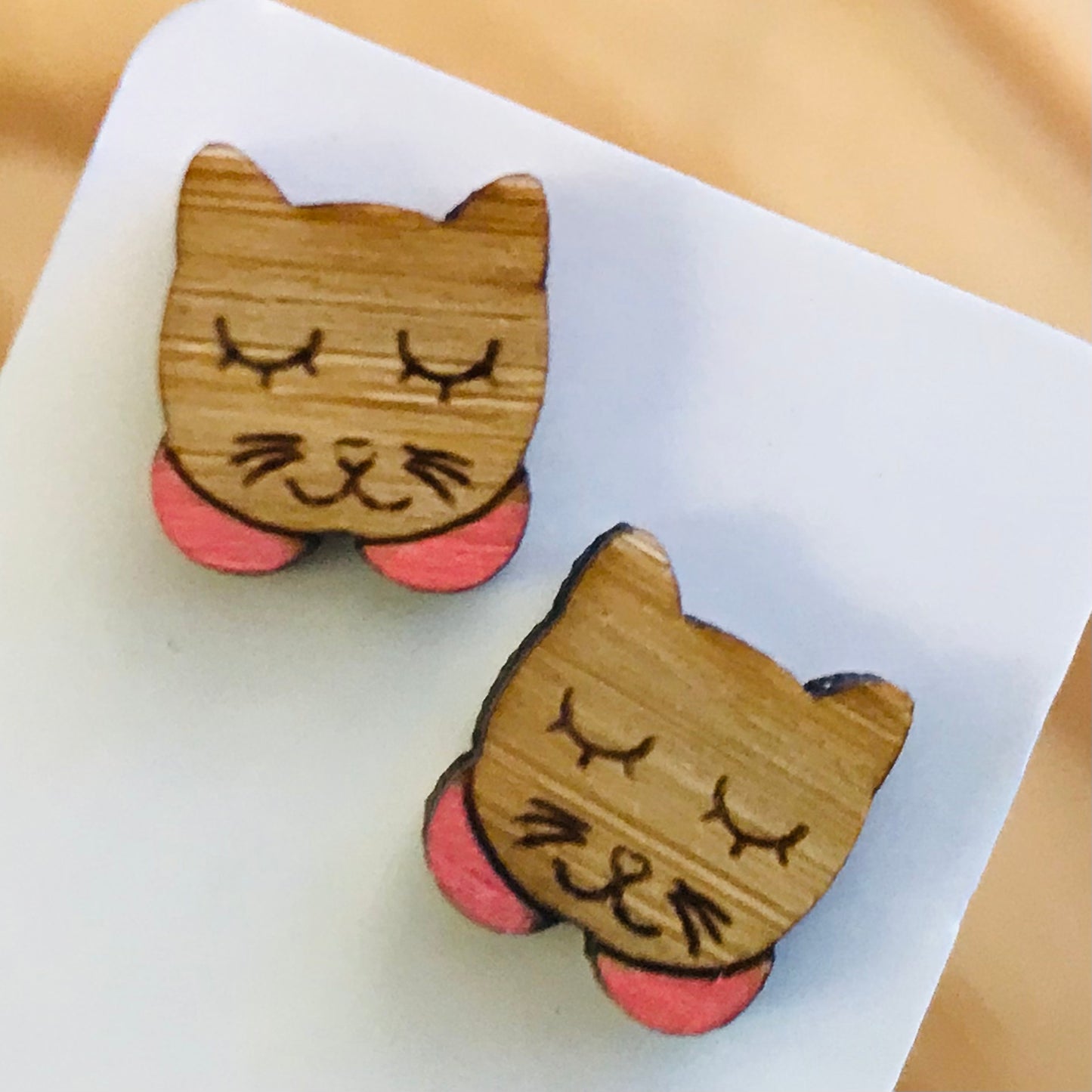 Novelty Studs Earrings - Graphic Wood