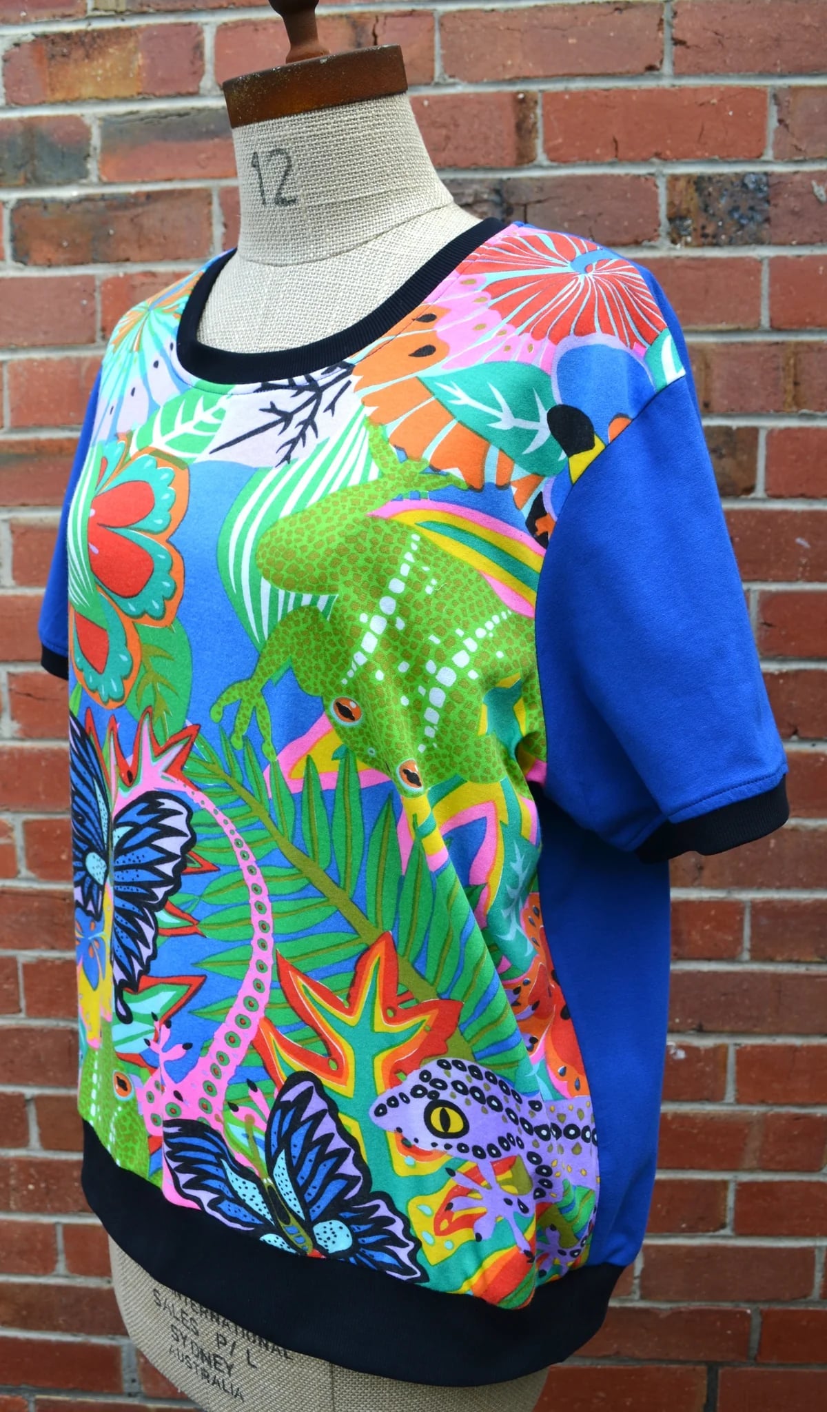 Women's Handmade Cotton Blend Tee - Paradise Retro