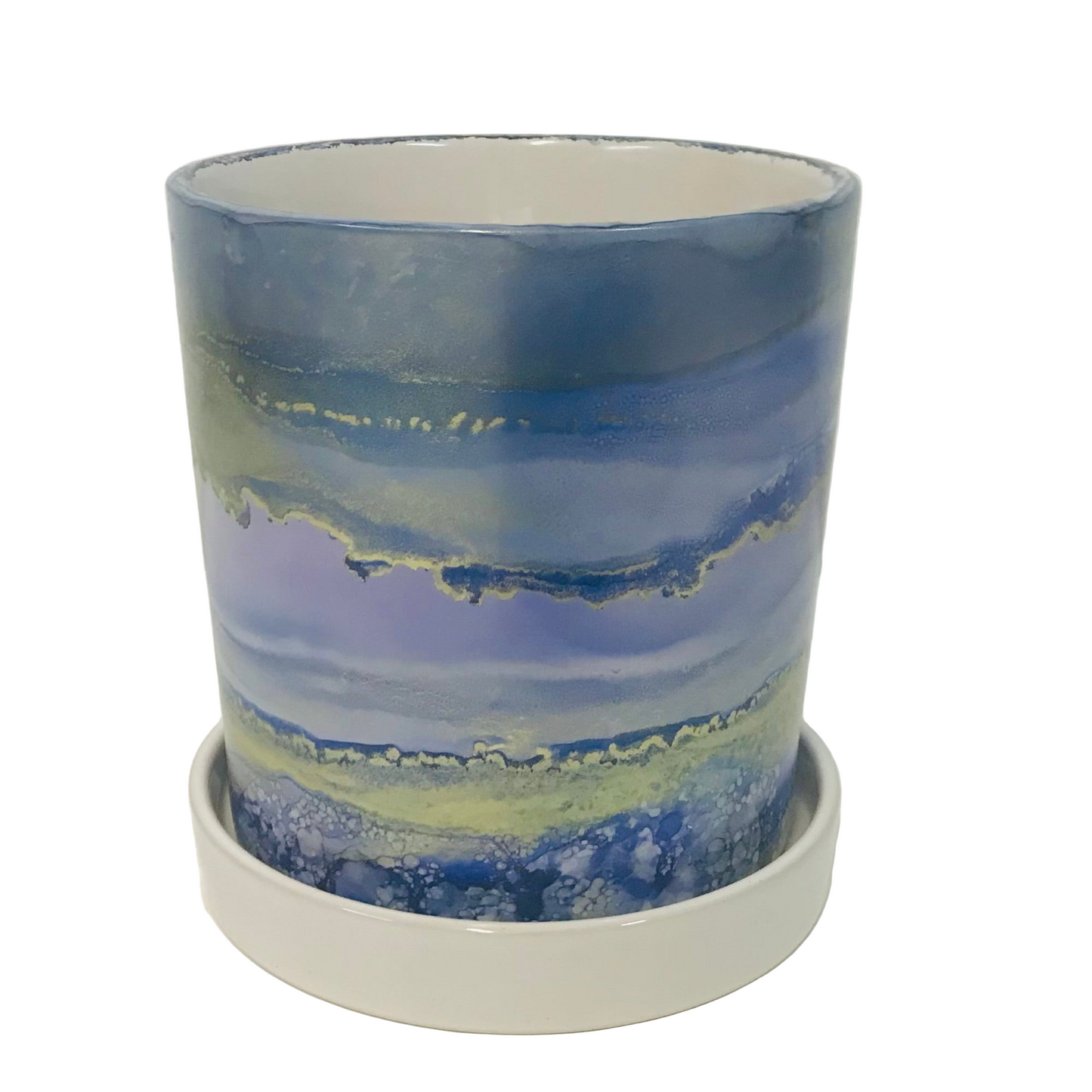 Alcohol Ink planter pot with tray - Rainpot