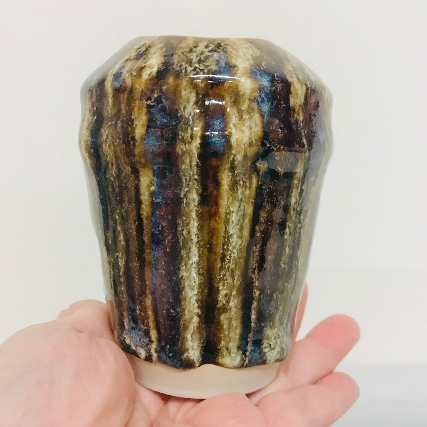 Handcrafted Pottery Built in Lip Traveler Cup - Banoffee (260mls)