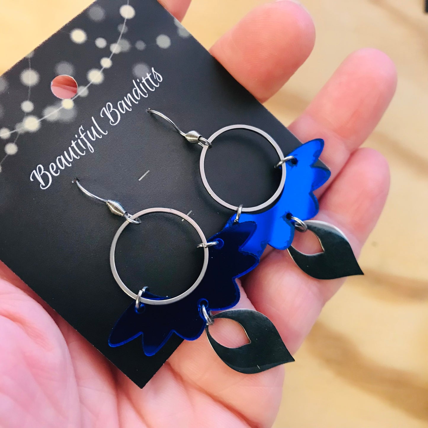 Mixed Metal and Resin Earrings - large