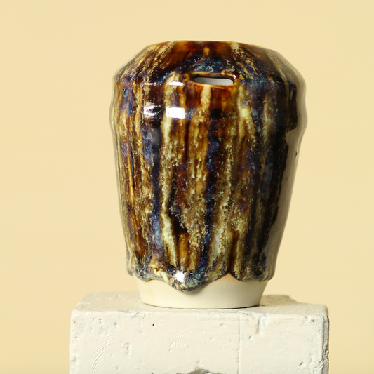 Handcrafted Pottery Built in Lip Traveler Cup - Banoffee (260mls)