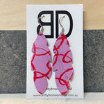 Handmade Painted Leather Earrings - The Feather