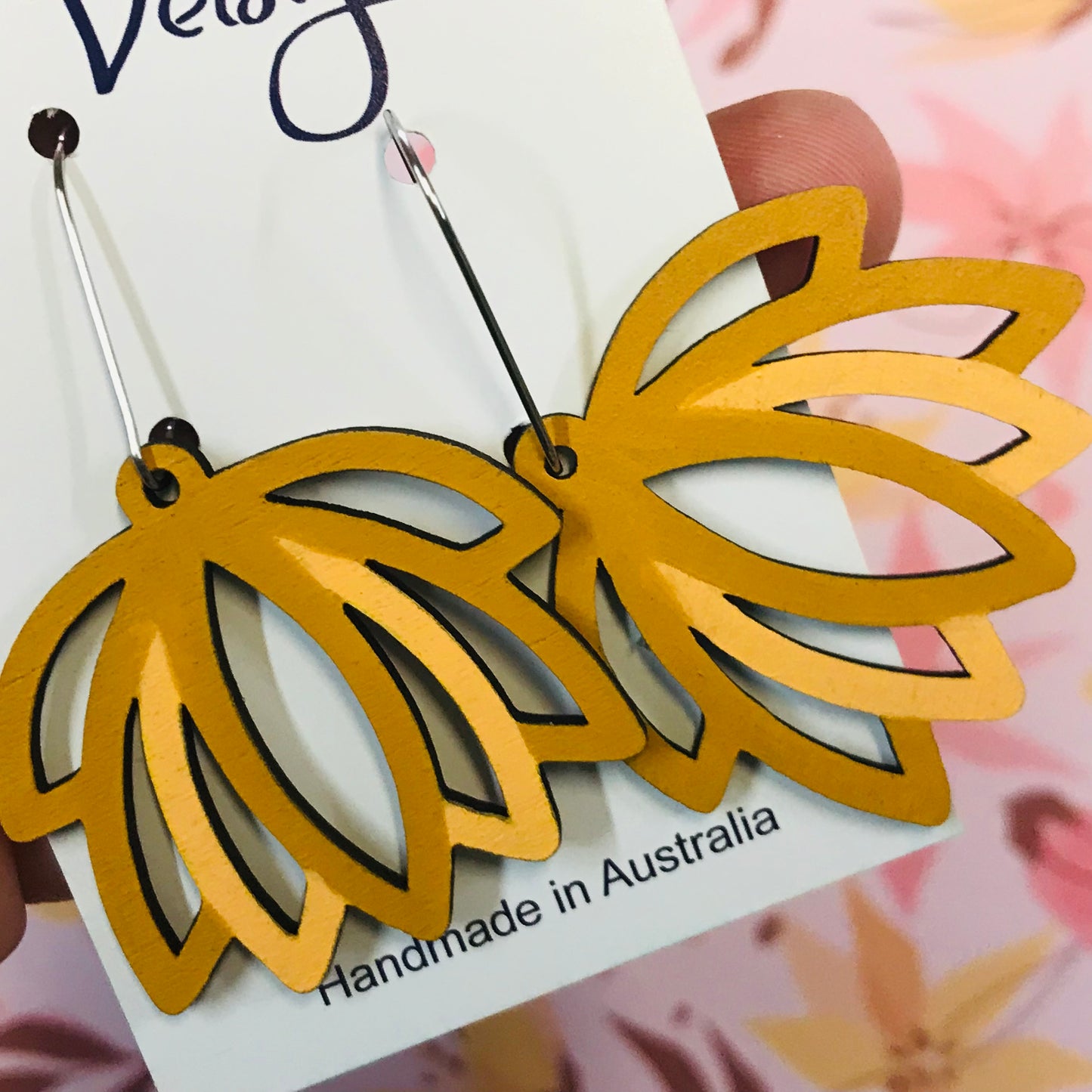 Flower wood Statement Earrings