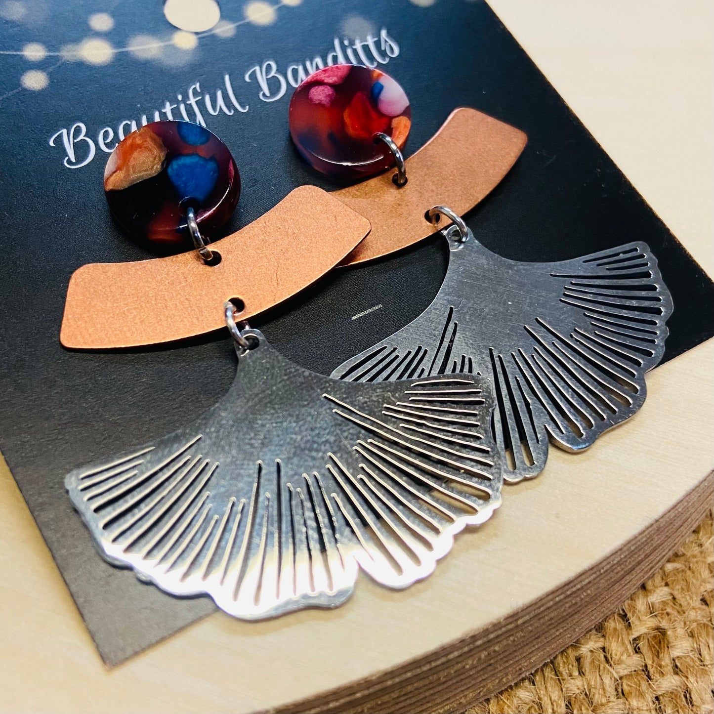 Mixed Metal and Resin Earrings - large