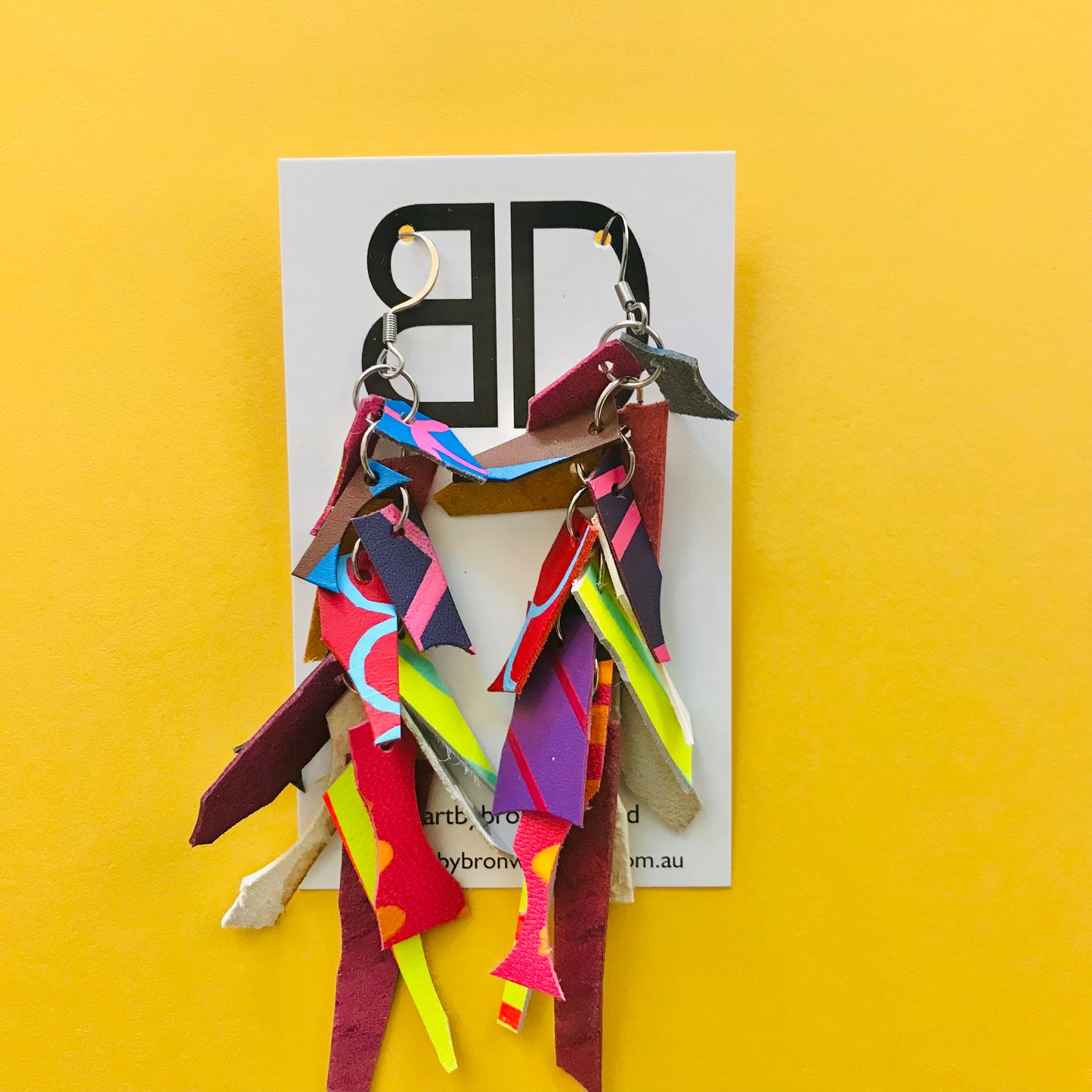 Hand painted leather bold statement earrings - The Tassle