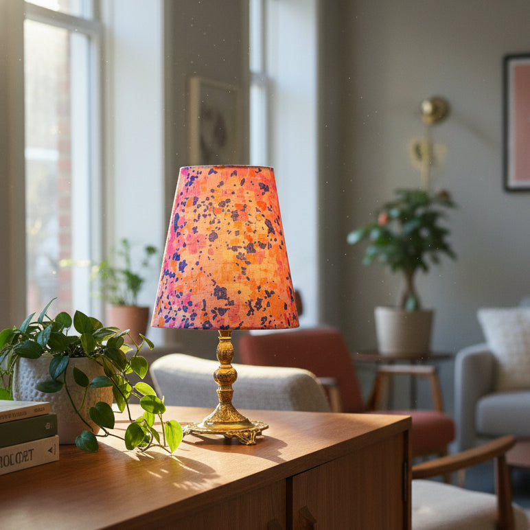 Brass Ornate Table Lamp with Spring Confetti Shade