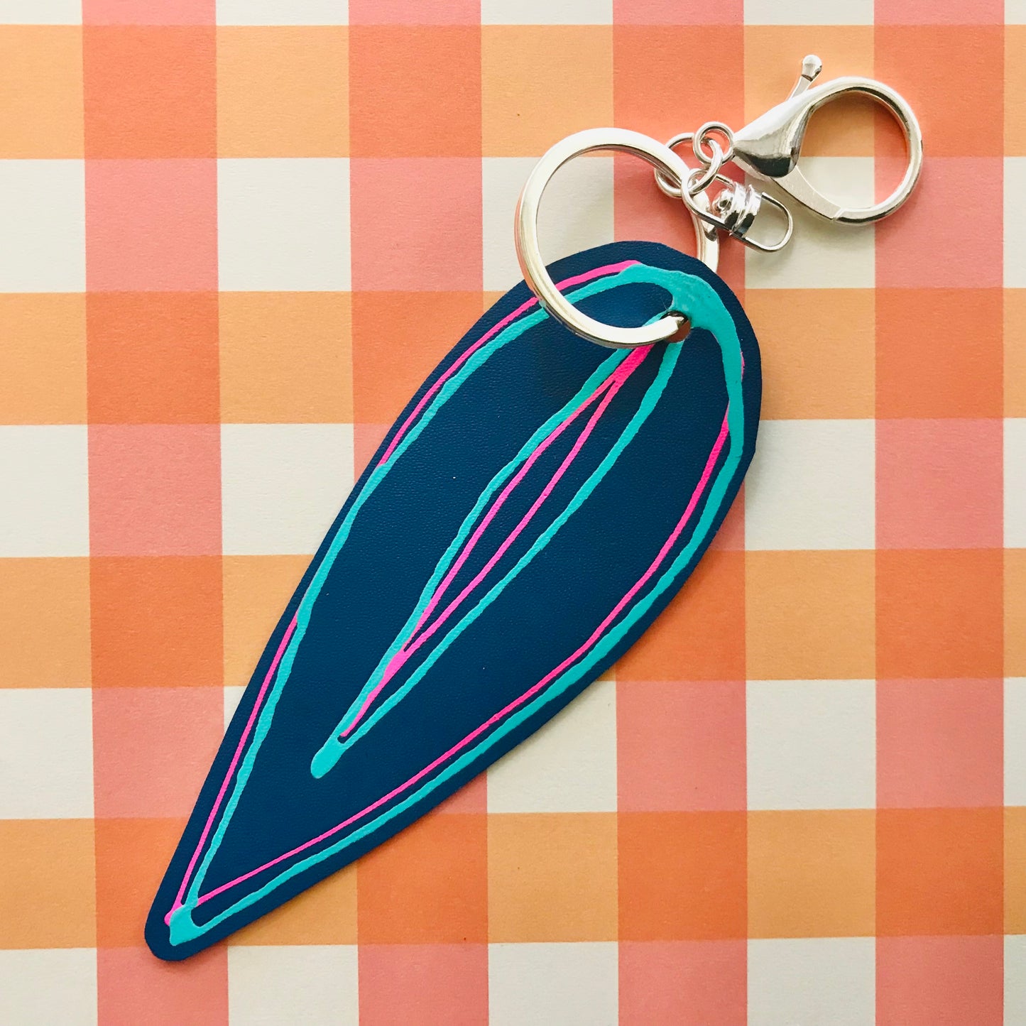 Handpainted Leather Keyrings - leaf