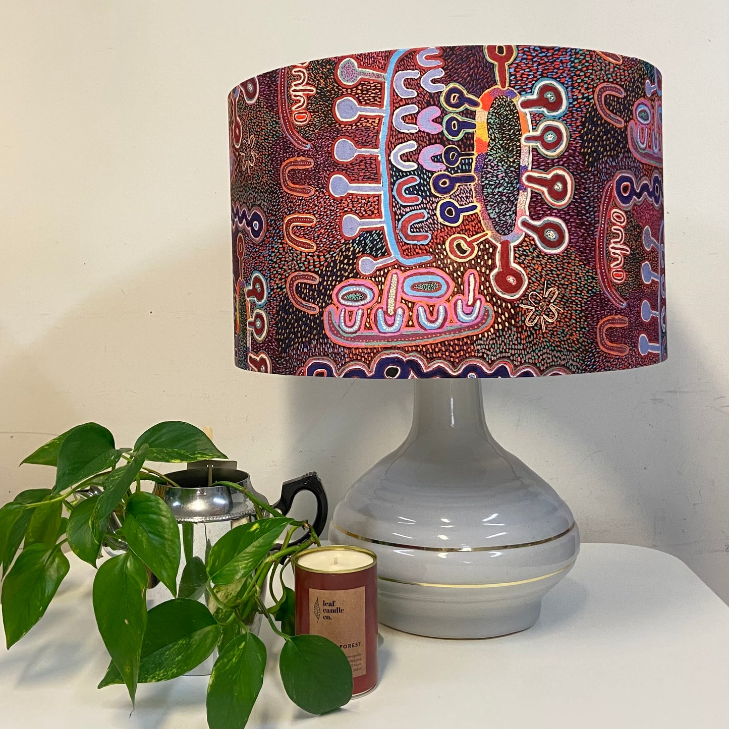 MCM Icy Grey Ceramic Table Lamp with Water Dreaming Shade