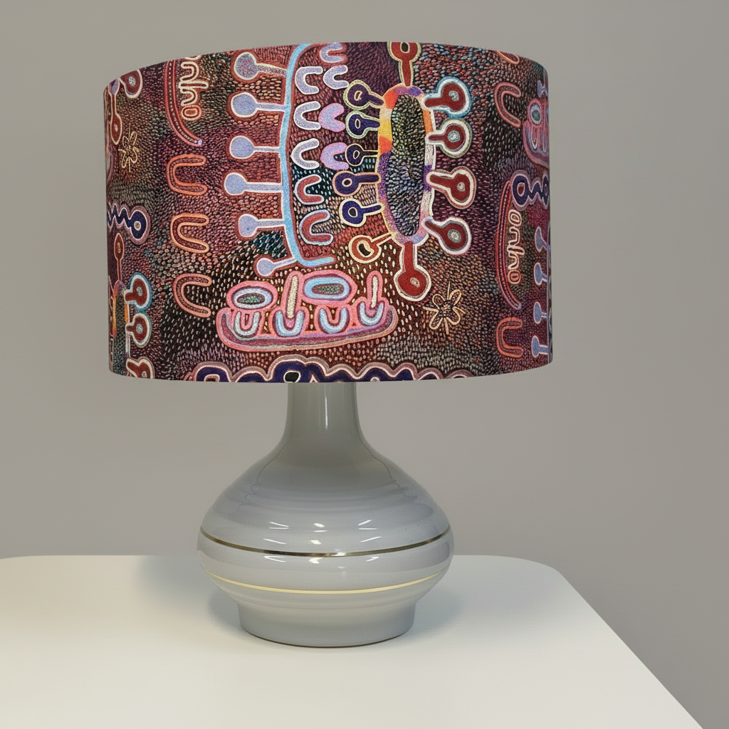 MCM Icy Grey Ceramic Table Lamp with Water Dreaming Shade