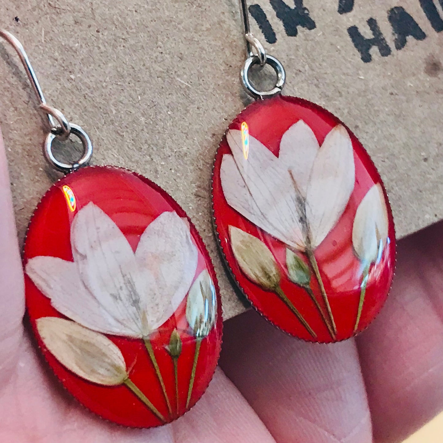 Australian flora Resin & Sterling Silver Earrings - large