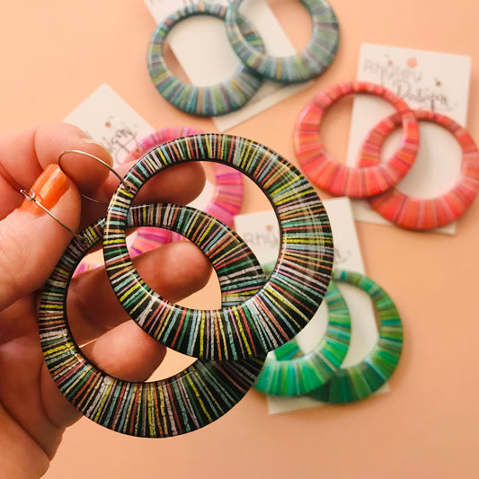 Handpainted Striped Hoops