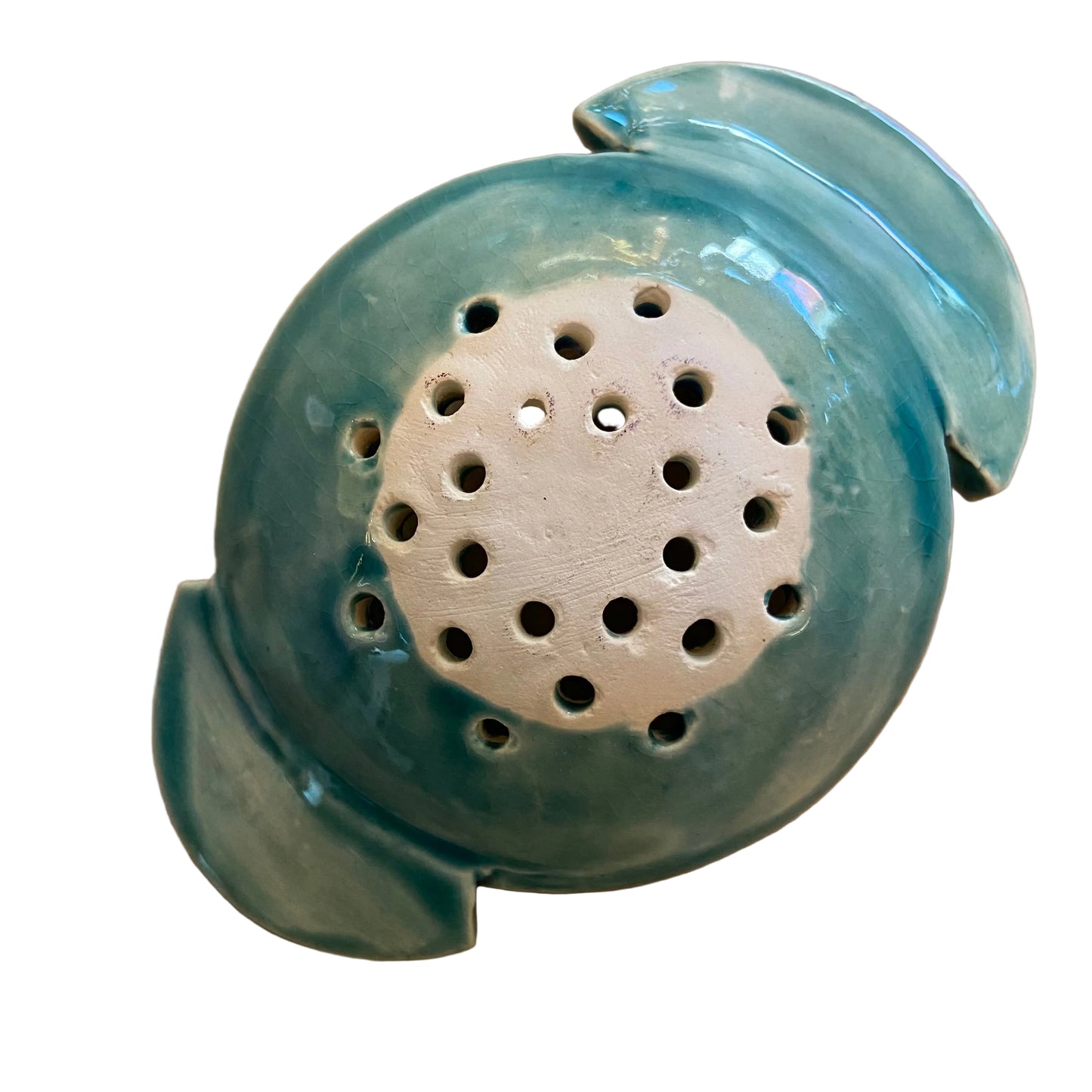 Handcrafted Pottery Tea Strainer - Aqua