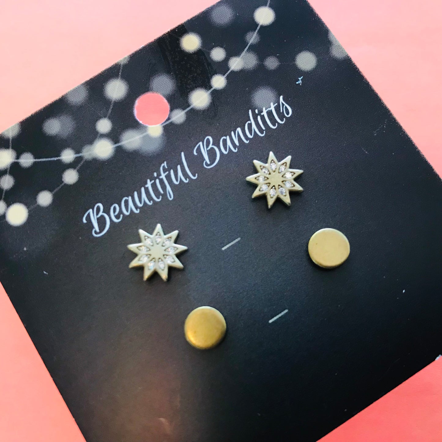 Mixed Metal Stud Earrings - Duo Set