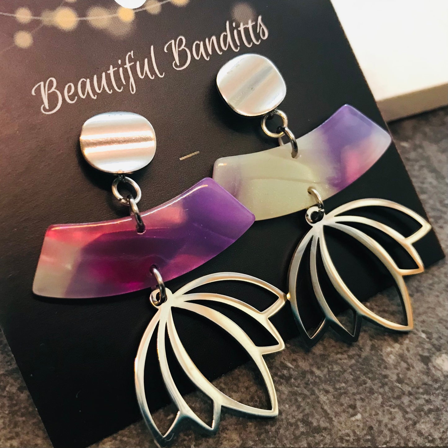 Mixed Metal and Resin Earrings - large